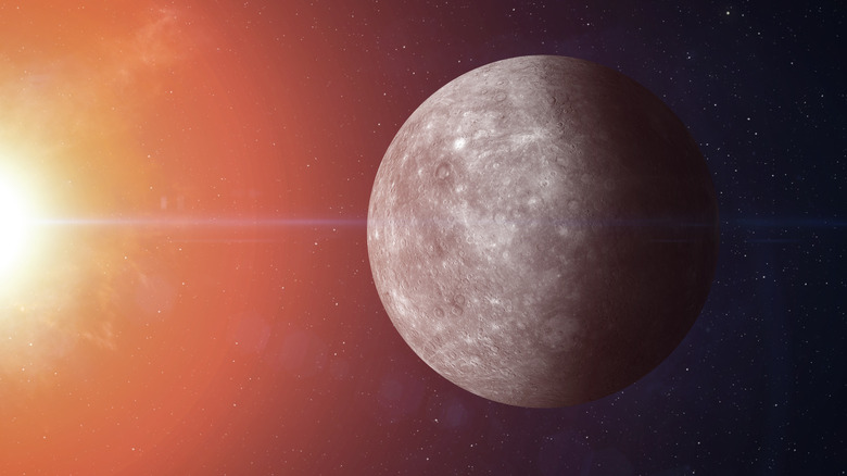 Planet Mercury close to the sun