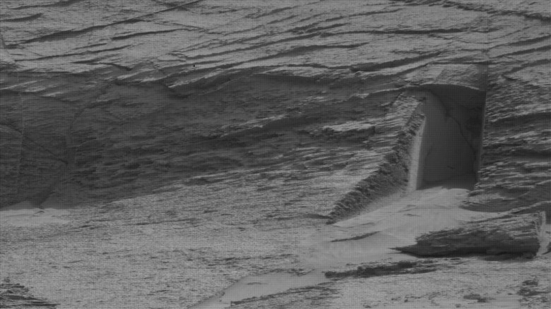 Image from the Mars rover Curiosity showing what looks like a doorway