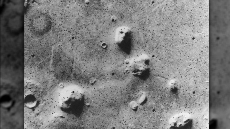 Image from the NASA Viking 1 Orbiter that shows a geological formatting on Mars that looks like a human face