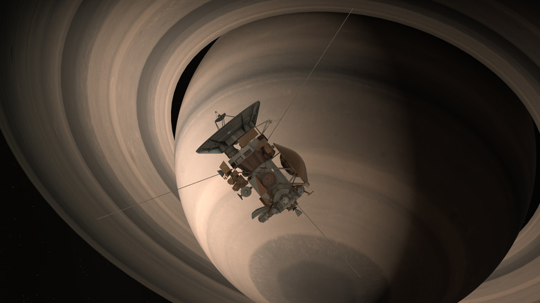 Cassini satellite approaching Saturn