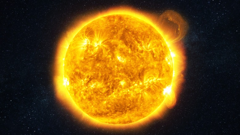 Picture of the sun showing solar flares