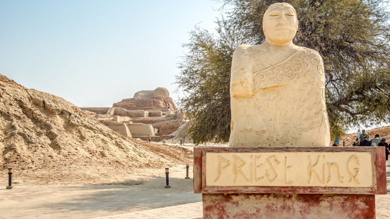 The Priest-King stone sculpture near enter to site Mohenjo-daro.