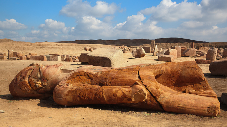 Fallen statue at the ancient city of Tanis, Egypt