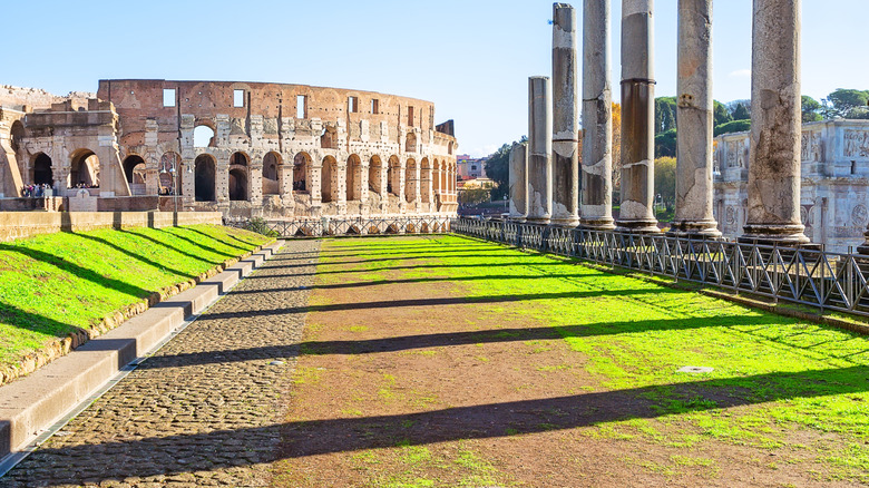 Road to the Colosseum in Rome, Italy