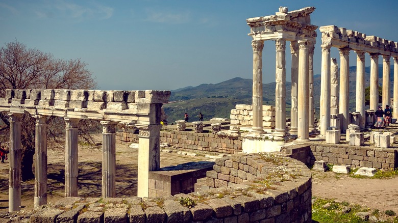 Ruins of the Trajaneum (the Temple of Trajan) on the Upper Acropolis of Pergamon