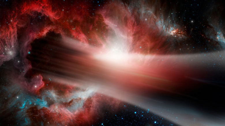 Reds and whites used to create the concept of a wormhole in space