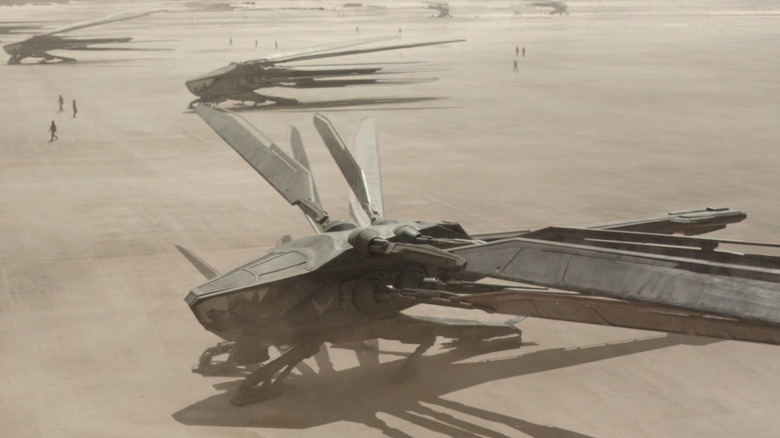 Ornithopters unfolding their wings on airfield