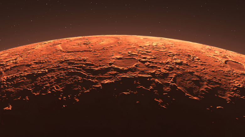 A 3D render of the surface of Mars