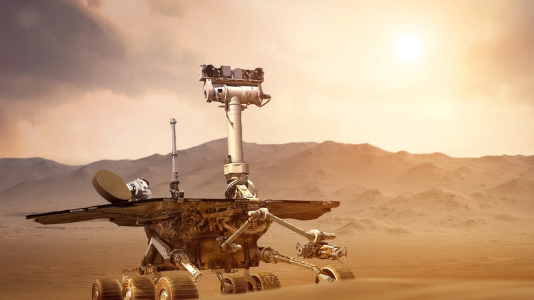 A rover is seen on the surface of Mars