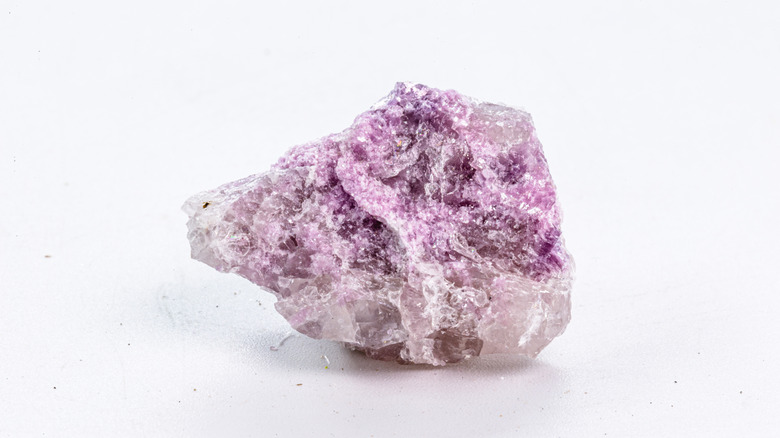 Lepidolite ore containing lithium with pink hue