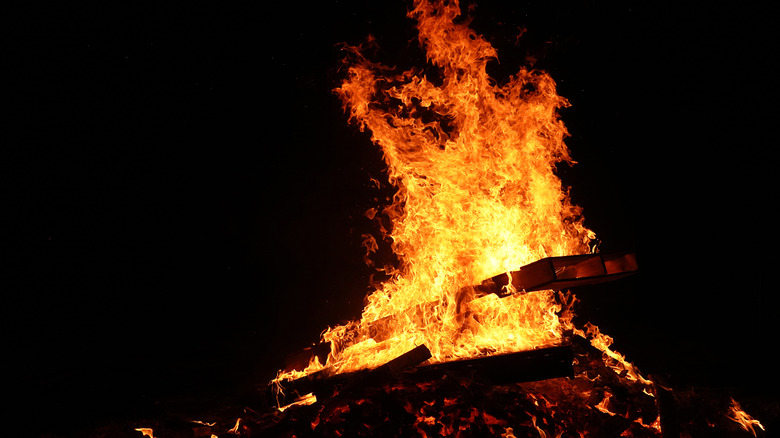 bright bonfire flames