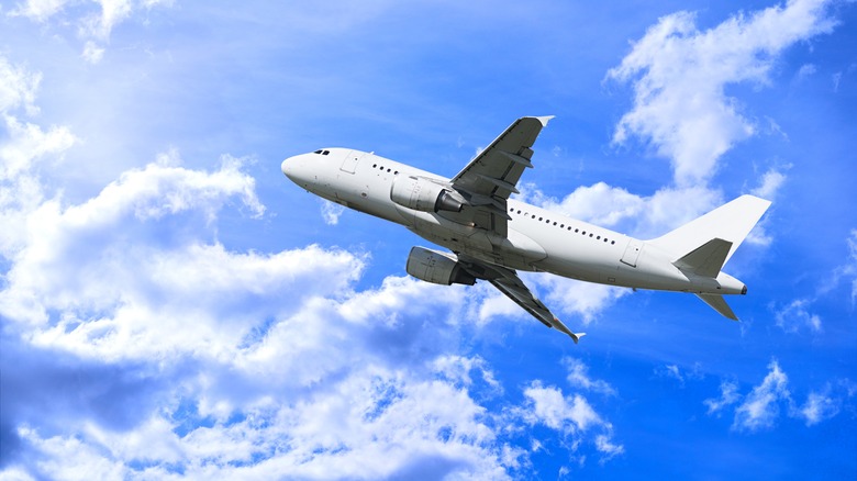 Commercial airplane in sky