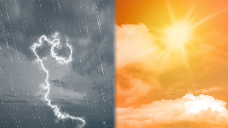 stormy versus sunny weather