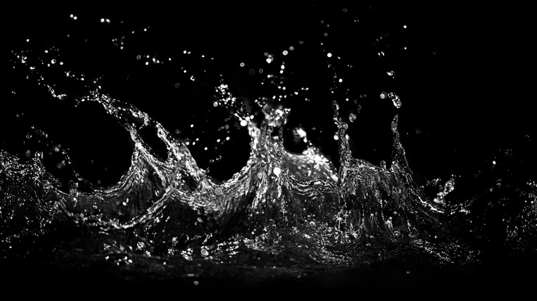 Water splashing on a black background.