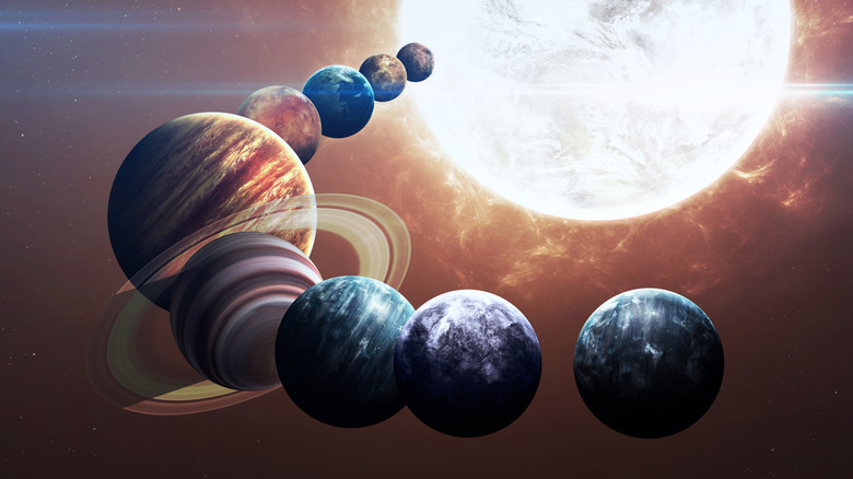 Illustration of our solar system with a ninth planet