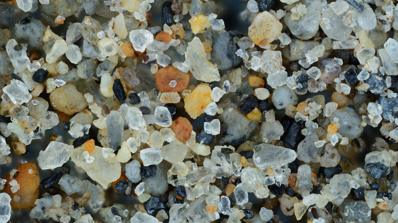 An extreme close-up of sand grains from the Galapagos islands