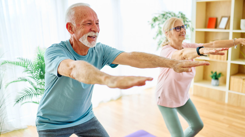 Senior couple exercising
