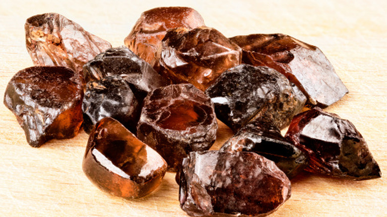 Brown zircon crystals