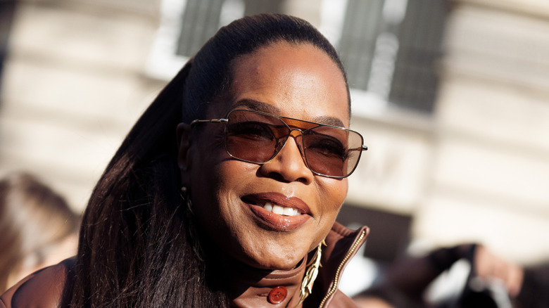 Close-up of Oprah Winfrey at Paris Fashion Week in 2026