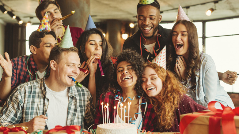 Group of friends celebrating a birthday