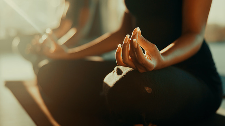 A woman meditating