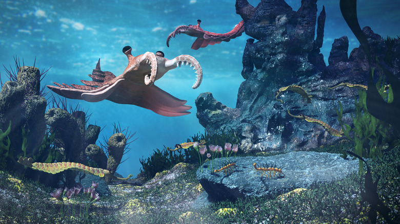 Prehistoric creatures underwater