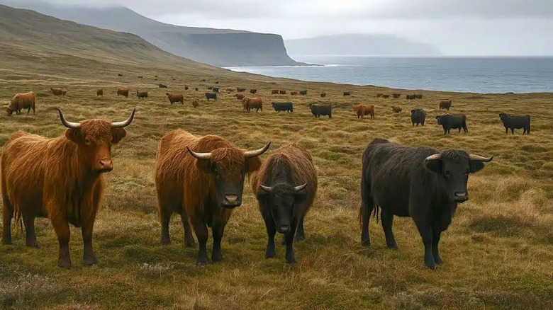 herd of amsterdam island cattle