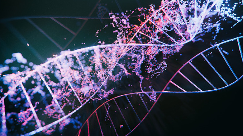 Rendering of DNA molecules on black background