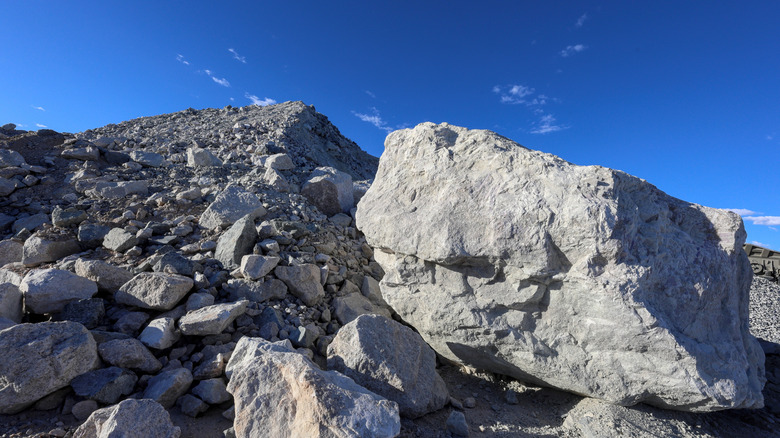 Lithium ore in huge rocks