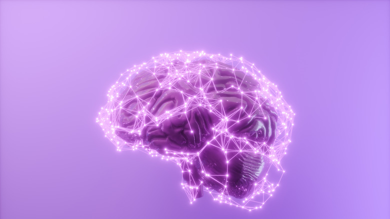 Human brain covered in dots