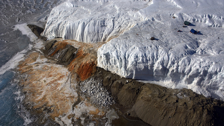 An aerial view of Blood Falls.