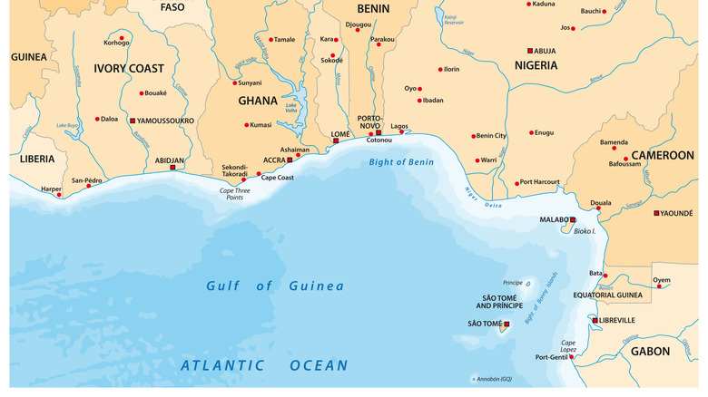 Map of the Gulf of Guinea off the coast of Benin
