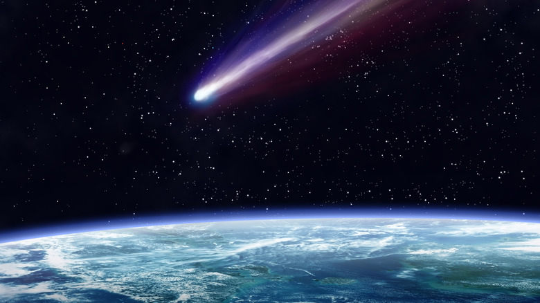 Artistic graphic of asteroid entering earth atmosphere