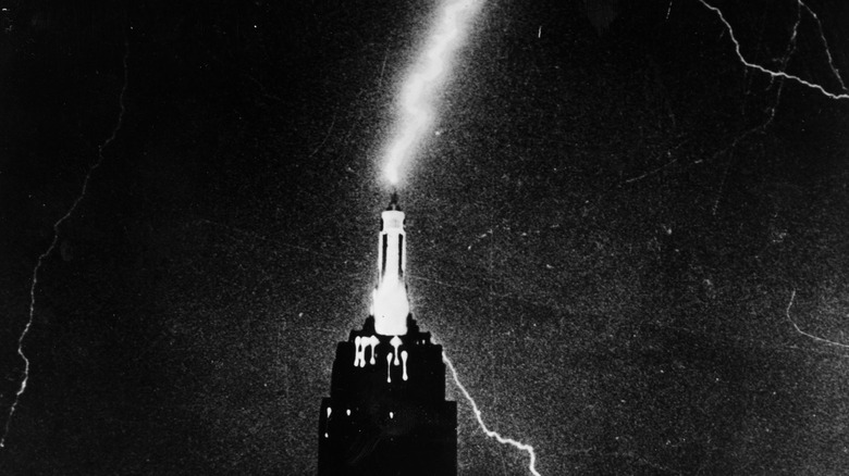 Lightning striking the Empire State Building