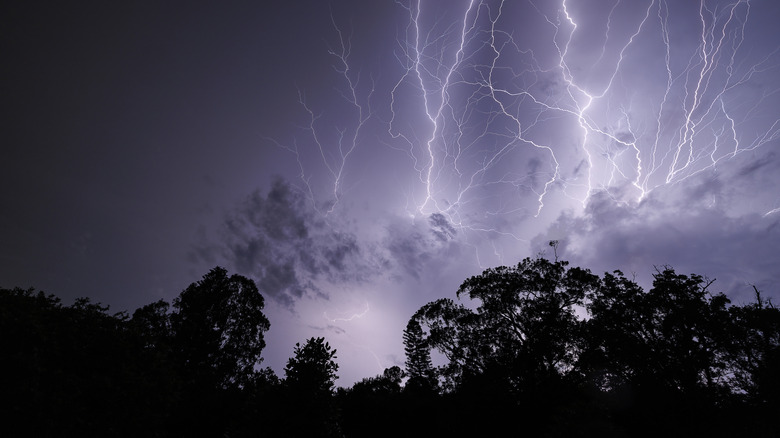Lightning storm lights up the night sky