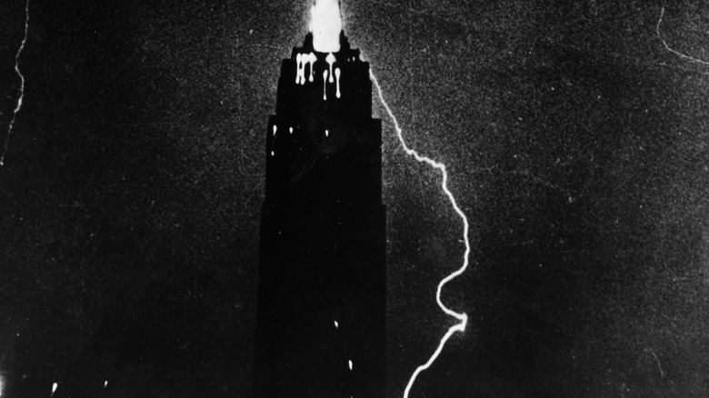 Lightning striking the Empire State Building