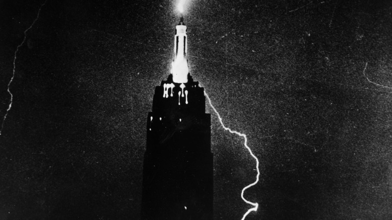 Lightning striking the Empire State Building