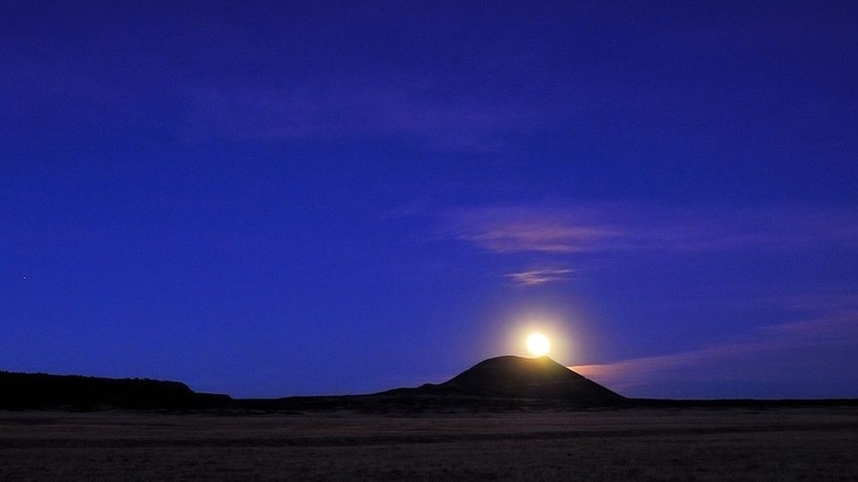 View over Capulin Volcano at night