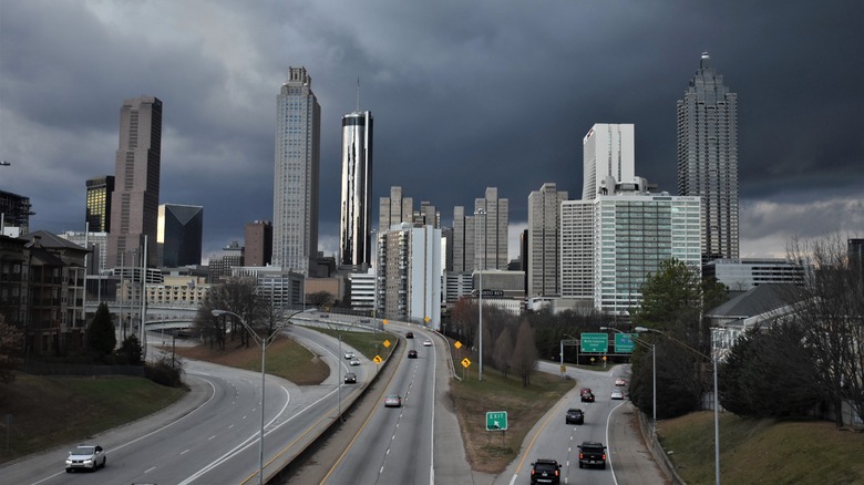 Rain clouds over downtown Atlanta