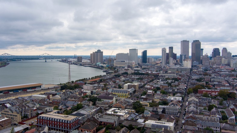 Aerial view of New Orleans on cloudy day