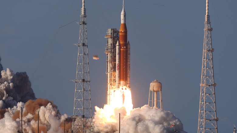 NASA's Orion spacecraft atop the SLS rocket launch on the agency's Artemis II test flight on April 1, 2026