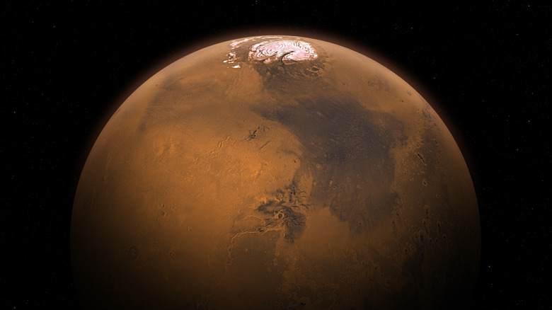 Planet Mars is seen in space