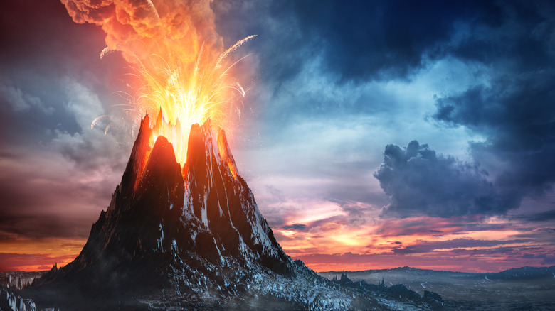 A giant volcano is erupting