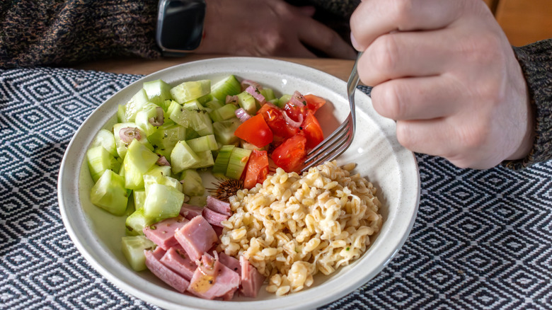 Plate demonstrating a balanced meal