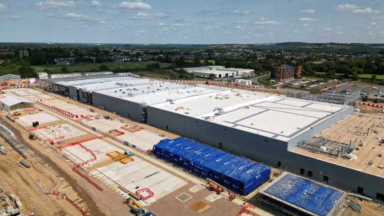 Aerial view of a Google Data Centre being built in Cheshunt, Hertfordshire