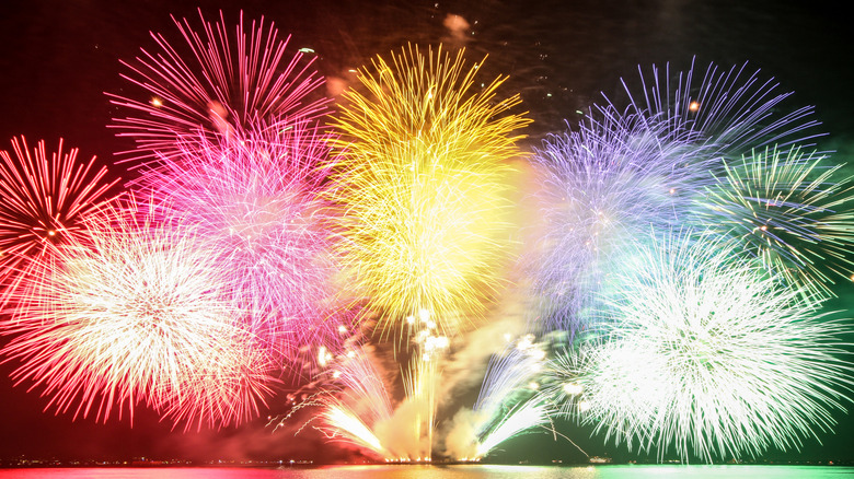 Colorful fireworks in Biwako, Japan