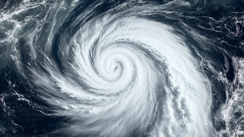 Downward view of cyclone storm