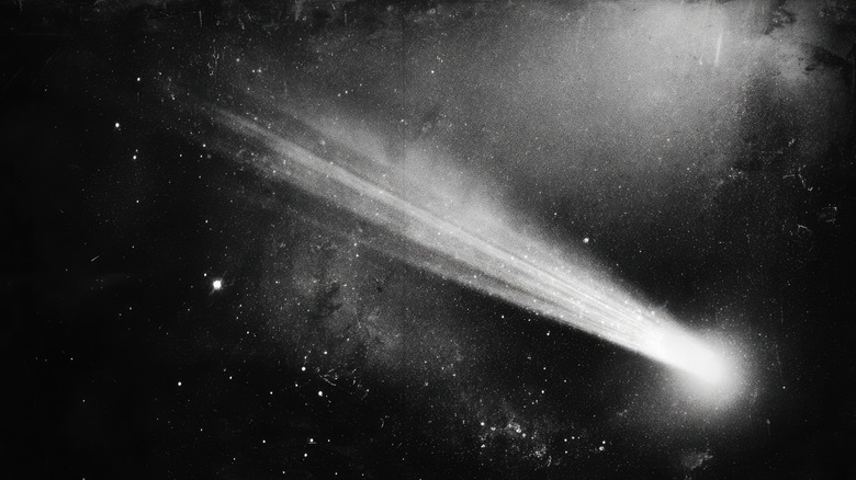 Historic black and white photo of Halley's Comet