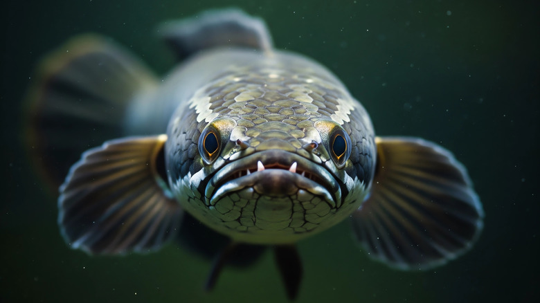 Northern Snakehead (Channa argus) face close up
