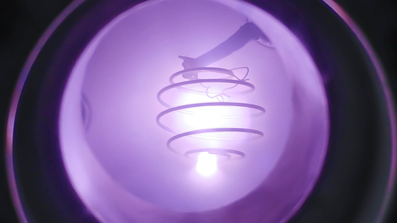 Purple, high-energy plasma contained in a homemade fusor